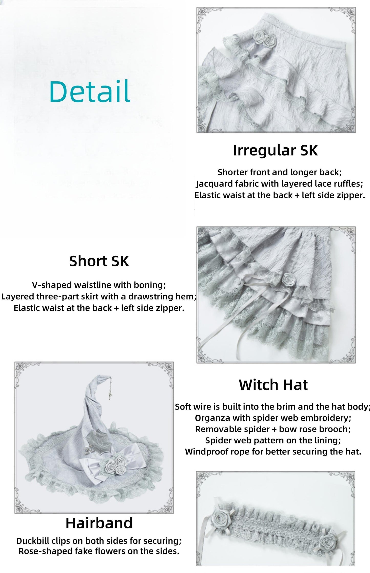 With PUJI - Letter and Poetry ツキ Twilight - Gothic Witch Lolita SK Suit Bodice Mermaid Dress