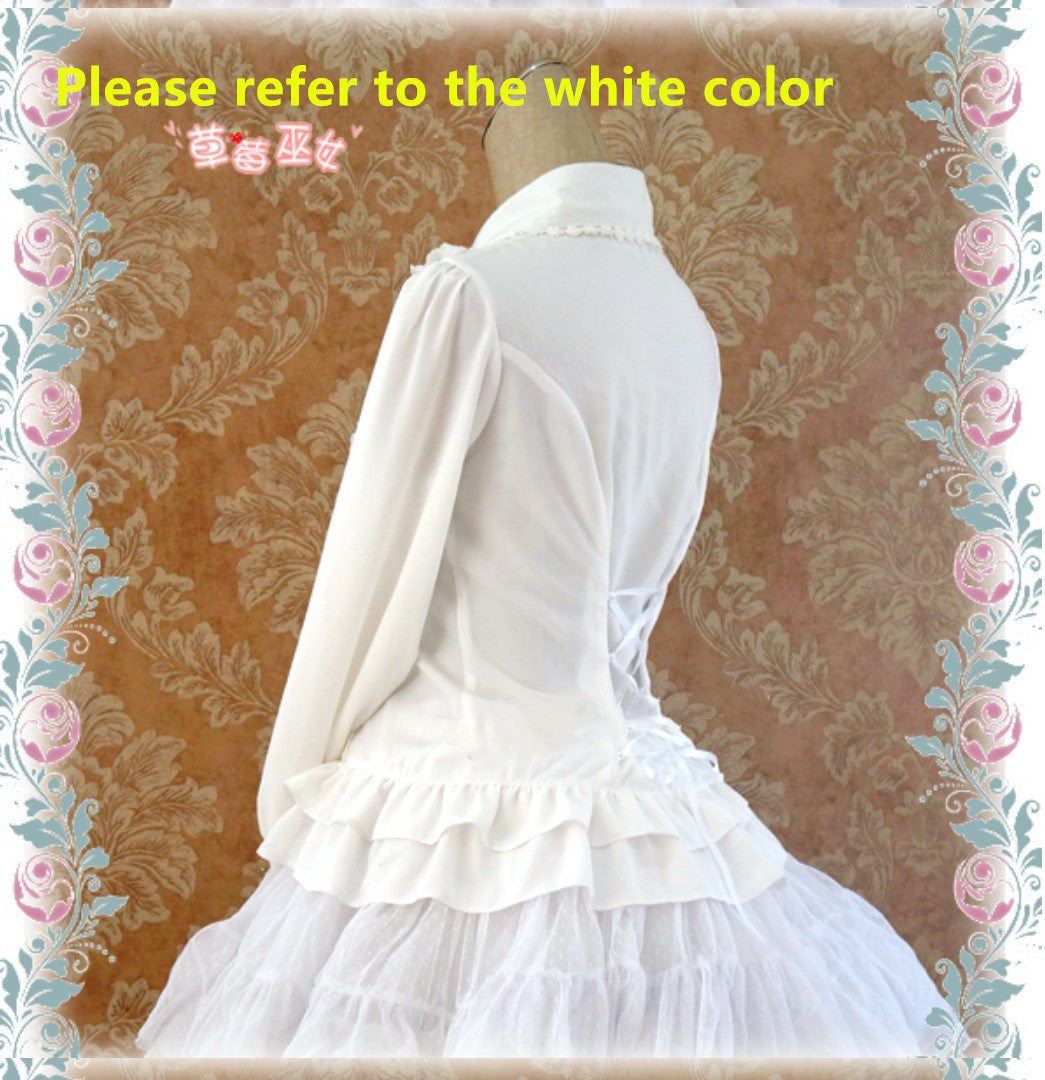 Strawberry Witch - Stand Coallr Silk Retro Lolita Blouse