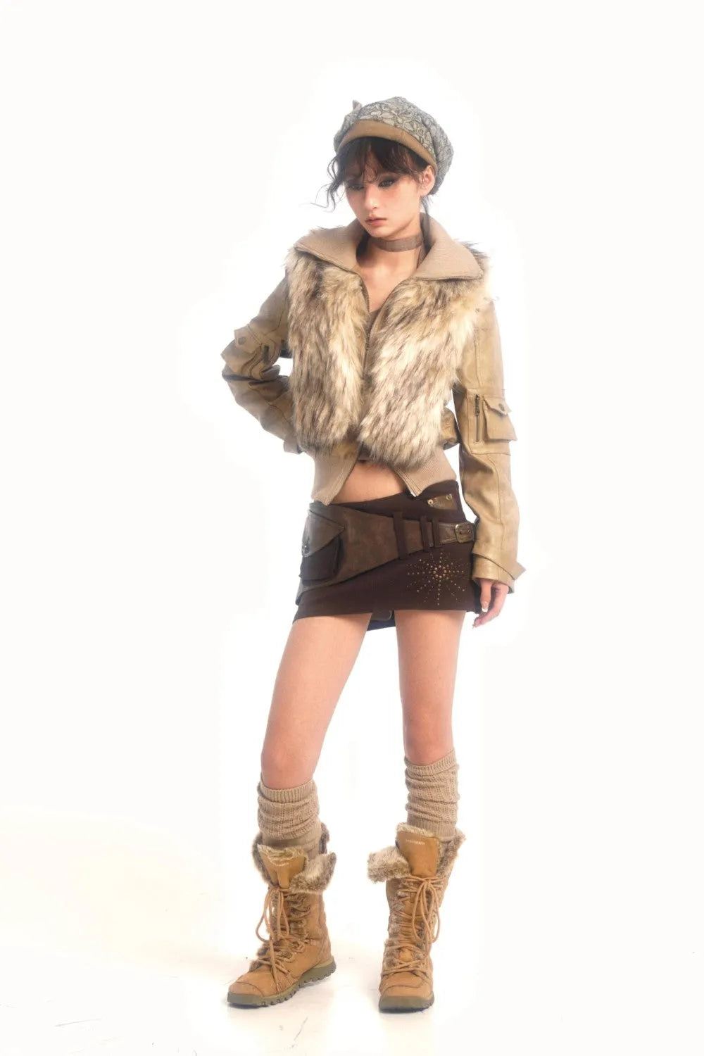 Fur Light Leather Coat