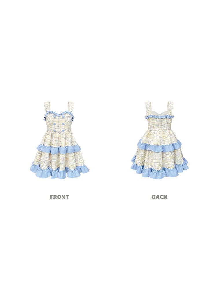 Double Breasted Lace Vest Dress【s0000004790】