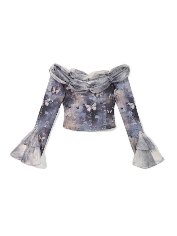 Gothic Butterfly Neck Bottom Top【s0000010039】