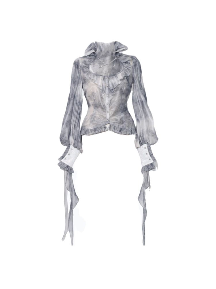 Chiffon Tie-Dye Shirt Top【s0000010043】