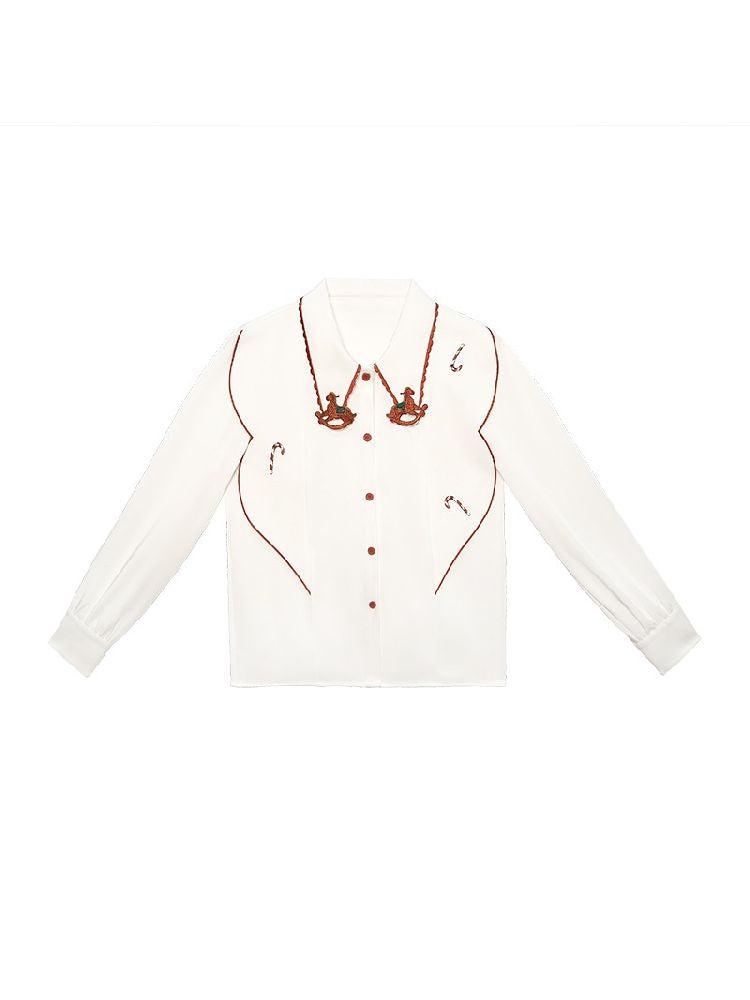 Vintage Color Clash White Shirt 【s0000005374】