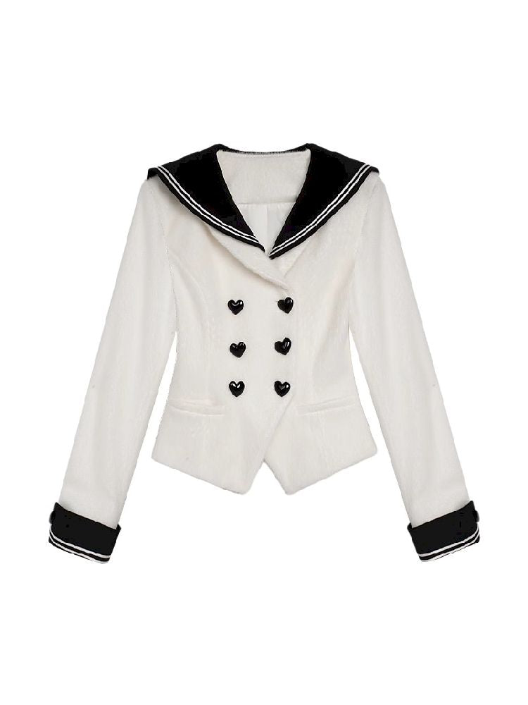 Tweed sailor collar waist coat【s0000005045】