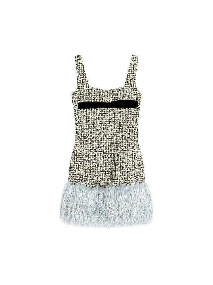 Bow Removable Raw Edge Slimming Dress【s0000005295】