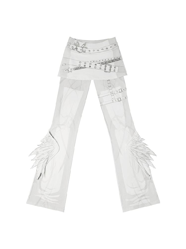 Angel Print Wings Skirt Pants【s0000010233】