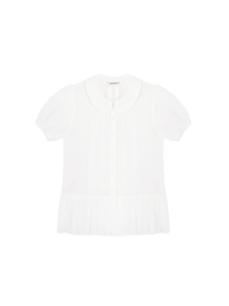 Lace short-sleeved white shirt【s0000008634】