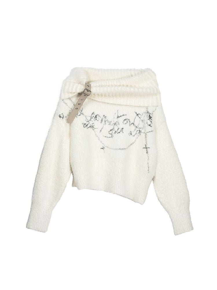 Jacquard Punk Lapel Faux Mink Sweater【s0000010392】