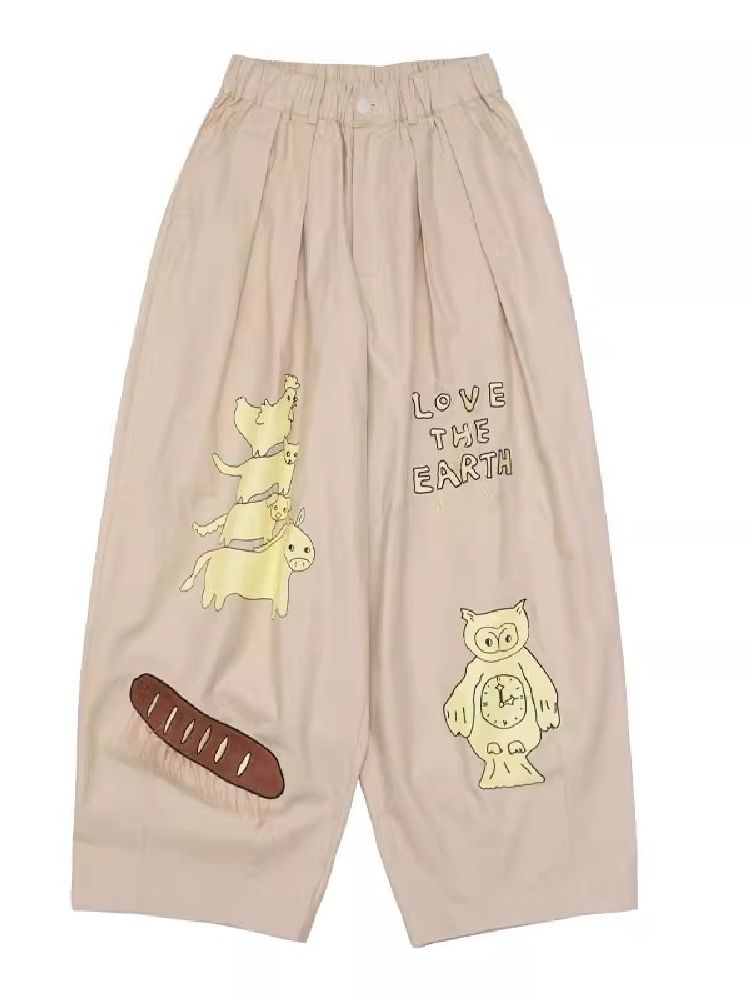 Bremen Illustration Print Wide Leg Pants【s0000005681】