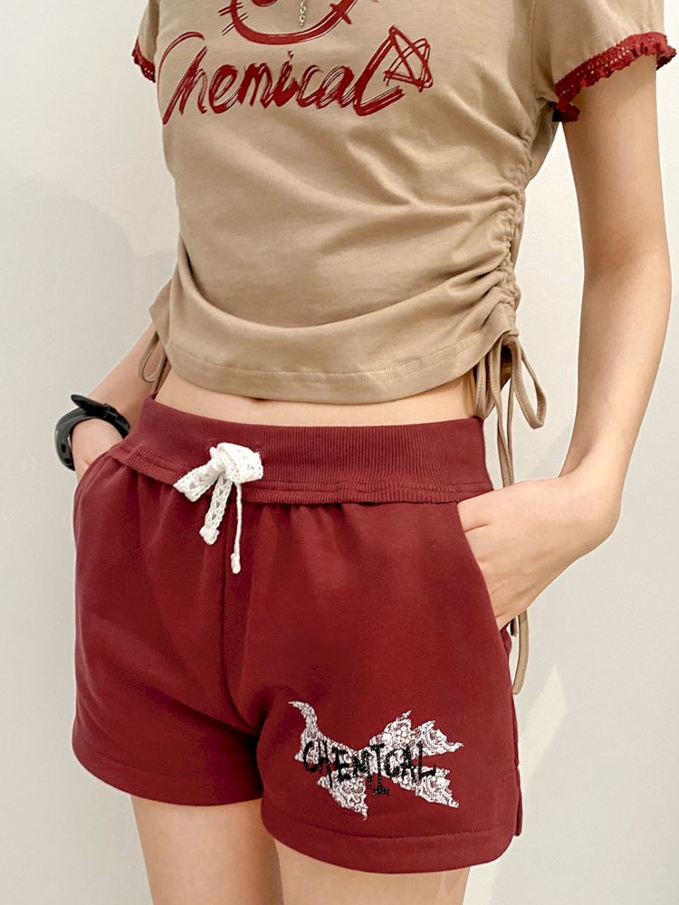 Emancipation Diary" Printed Rhinestone Shorts【s0000008873】"