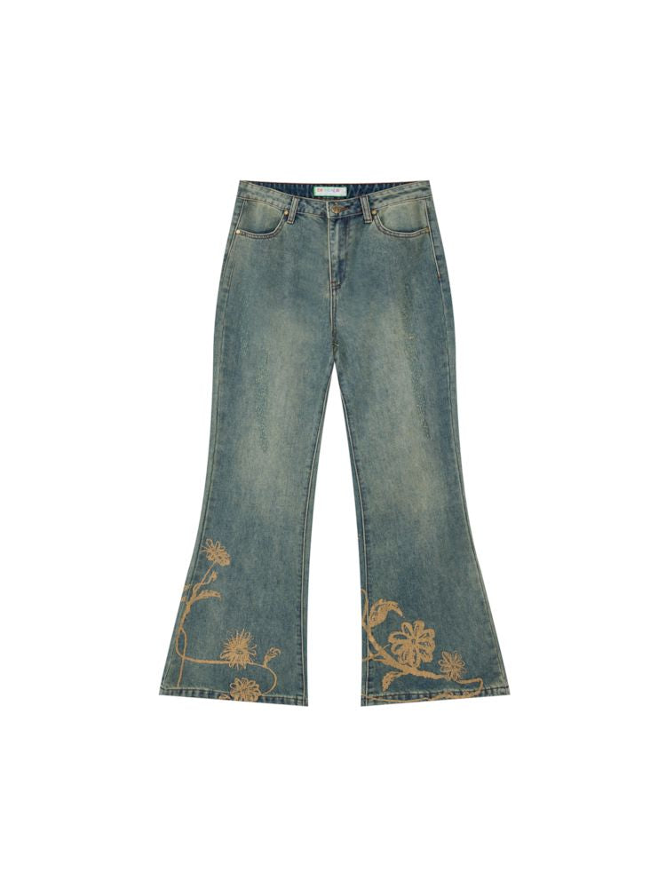 Printed Straight Flare Jeans【s0000010099】