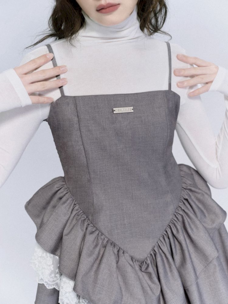 Asymmetrical Plate Button Dress【s0000007793】