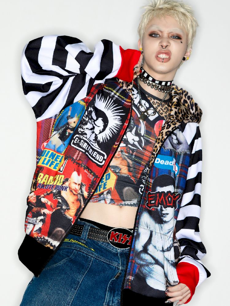 American punk leopard print Zipper Sweatshirt Jacket [s0000010272