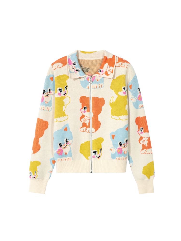 Animal Lapel Zipper Cardigan【s0000010032】