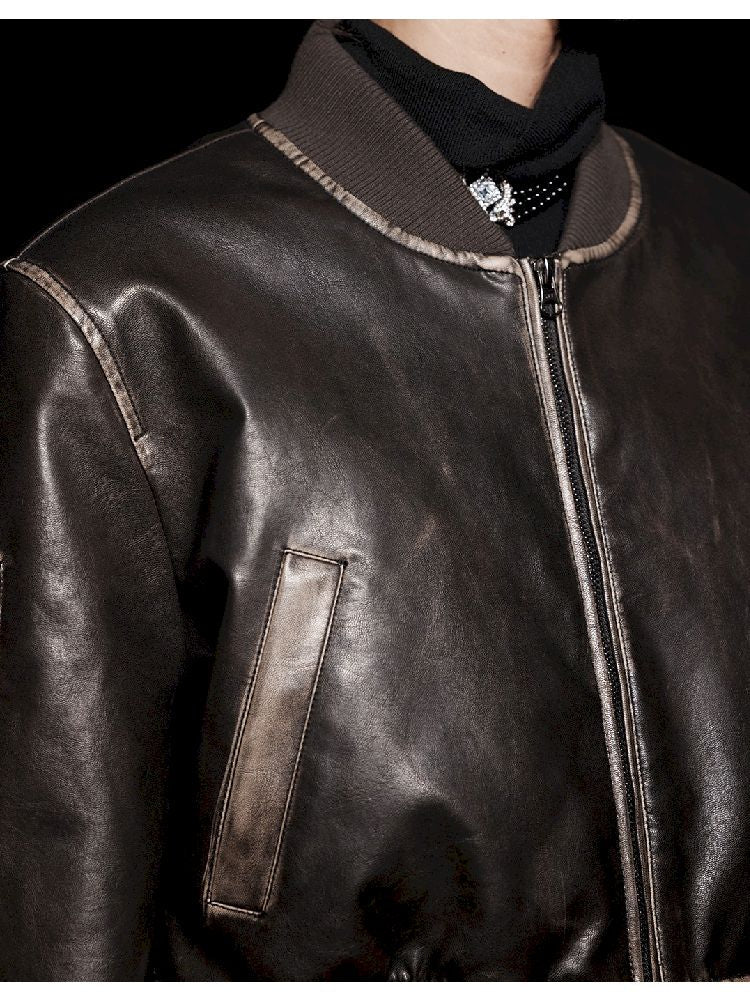 Stream Cotton Aged Leather Jacket【s0000005481】