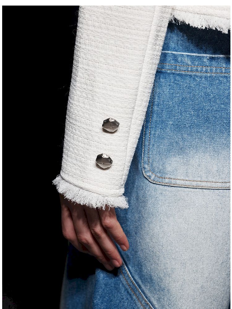 Chambray Suede Buttoned Court Jacket【s0000005473】