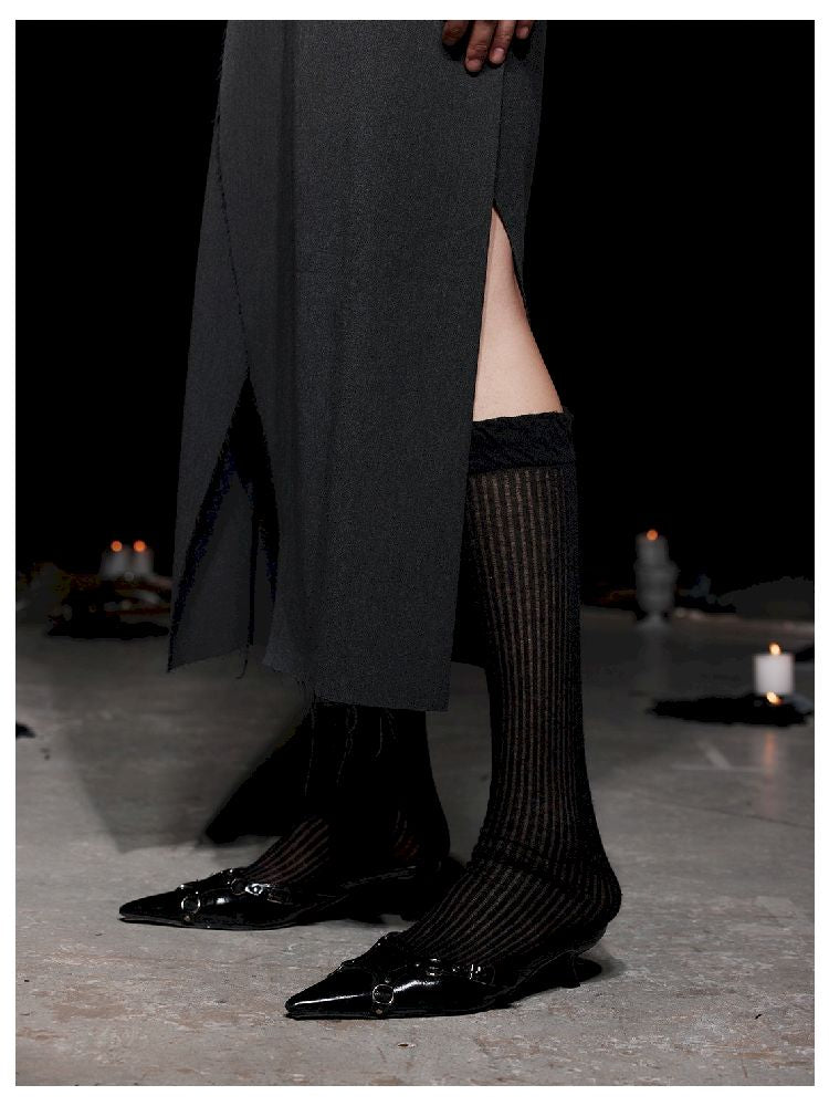 Raw Edge Raglan Slit Fitted Midi Dress【s0000005471】