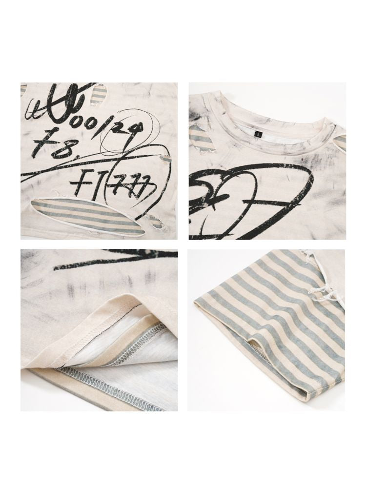 Destroy the old real two-piece T-shirt【s0000008506】