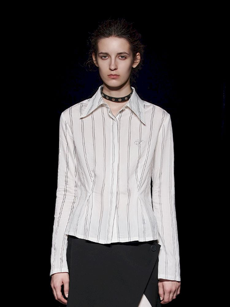 Long Sleeve Autumn Temperament Striped Shirt【s0000005499】