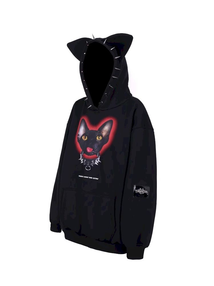 Hooded Studded Rock Punk Genderless Sweatshirt【s0000005701】