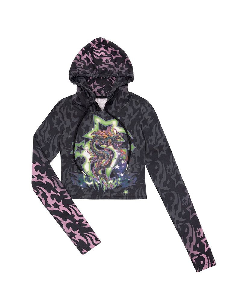 Dragon Print Short Sweatshirt【s0000005966】