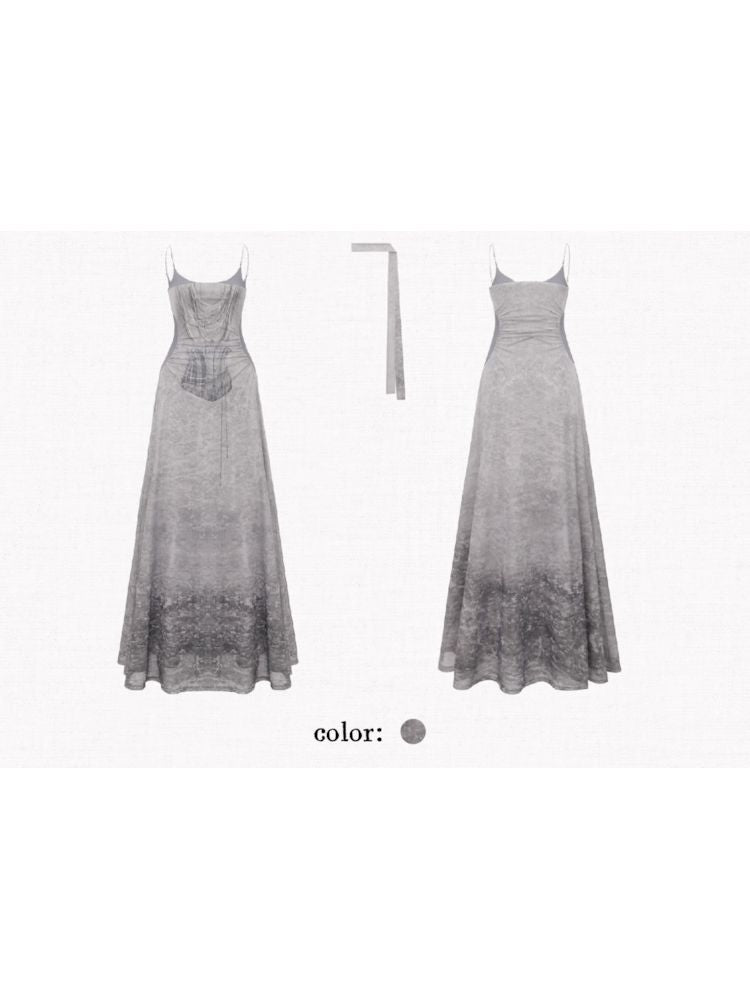 Coolred Feeling Printed Waisted Halter Dress【s0000009594】