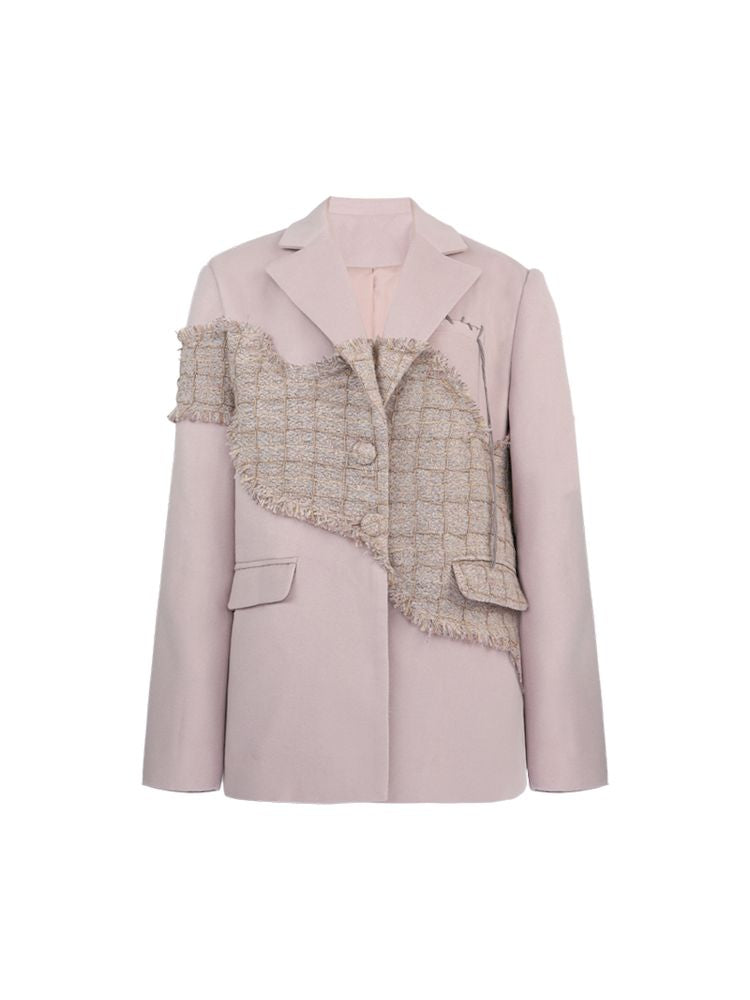 Pink Loose Small Fragrance Splicing Blazer 【s0000007797】