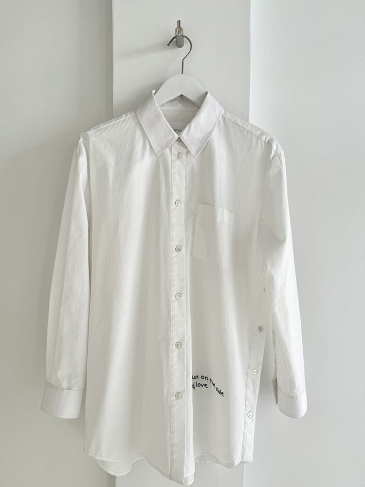 Hem Embroidered Left Slit Embroidered Shirt【s0000007465】