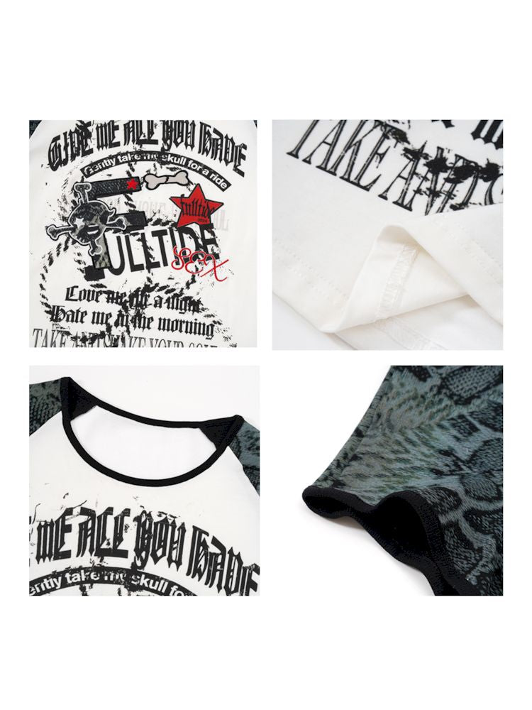 American Vintage Letter Embroidery Knit Short Sleeve T-Shirt【s0000008507】