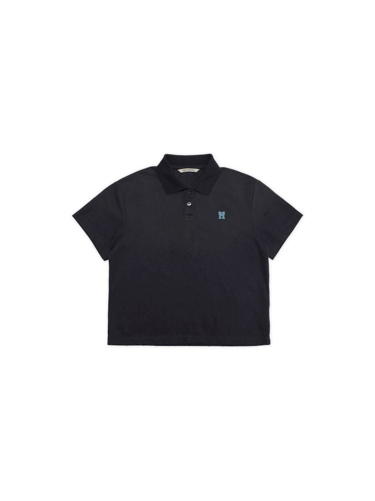 Butterfly M Embroidery Hole Breaking Short Sleeve Polo Shirt【s0000008659】