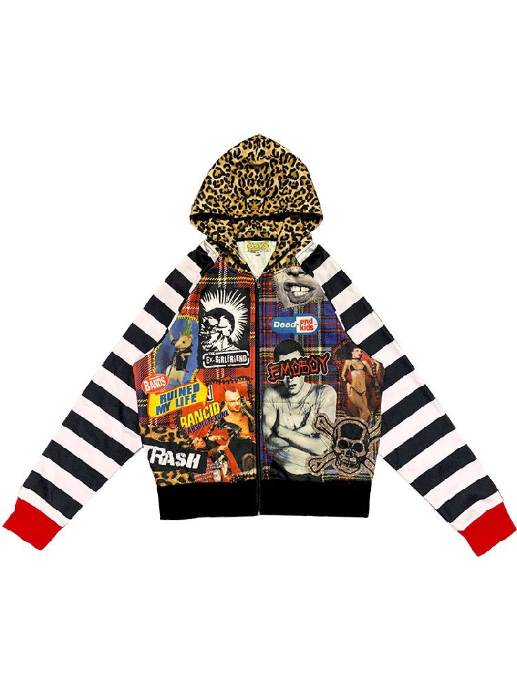 American punk leopard print Zipper Sweatshirt Jacket【s0000010272】