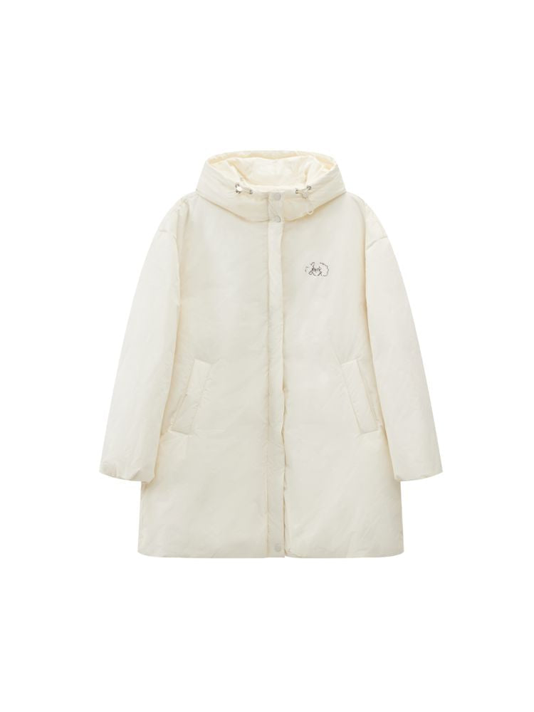 Loose mid-length embroidered hooded down jacket【s0000010094】