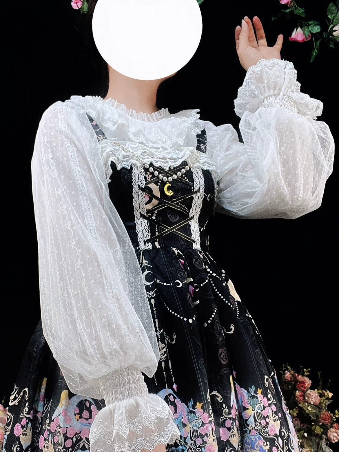 DMFS - Long Sleeve Lolita Shirt Gauze Blouse Mutton Sleeves