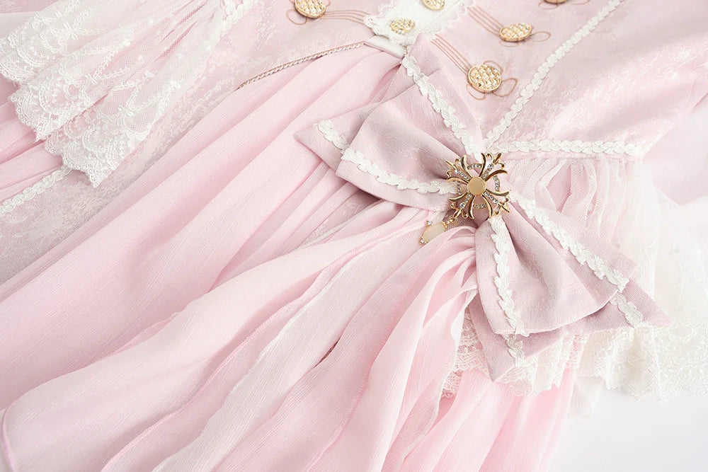 Immortal Thorn - Immortal Glass Castle - Ouji Lolita Handsome Prince Style Pink Long Coat