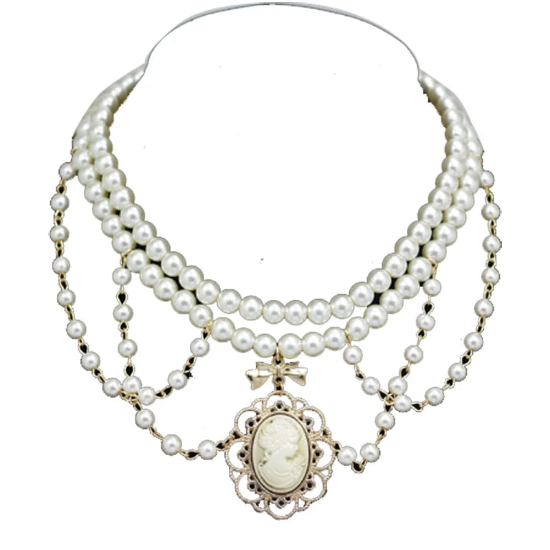 Rose of Sharon - Manor Ball II - Retro Lolita Necklace Pearl Necklace