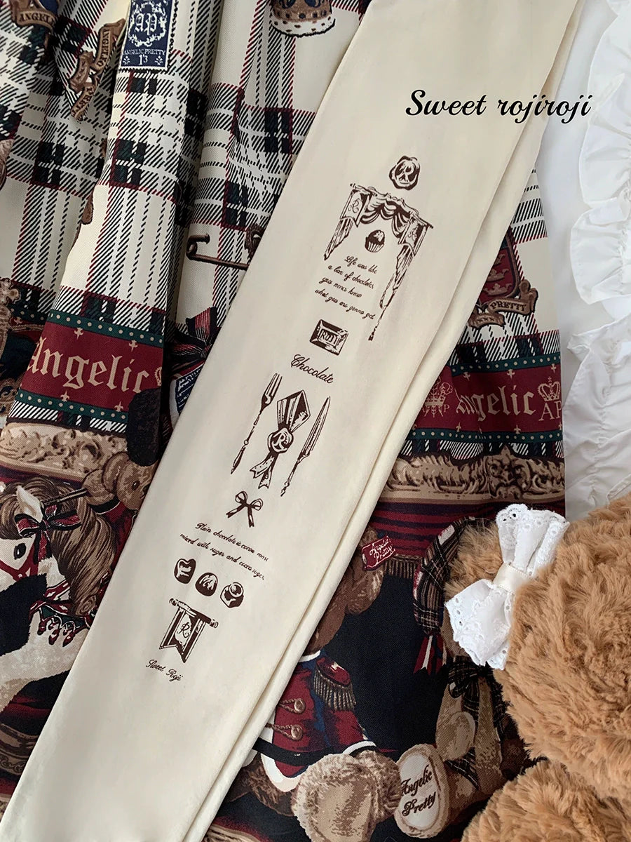 Roji Roji - Kawaii Lolita Pantyhose Velvet Print Stockings