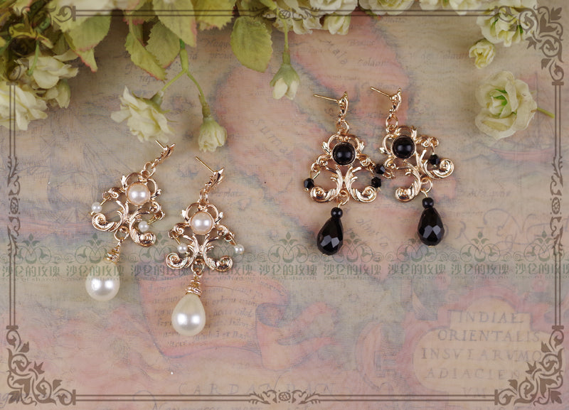 Rose of Sharon - French Lolita Baroque Vintage Pearl Earrings