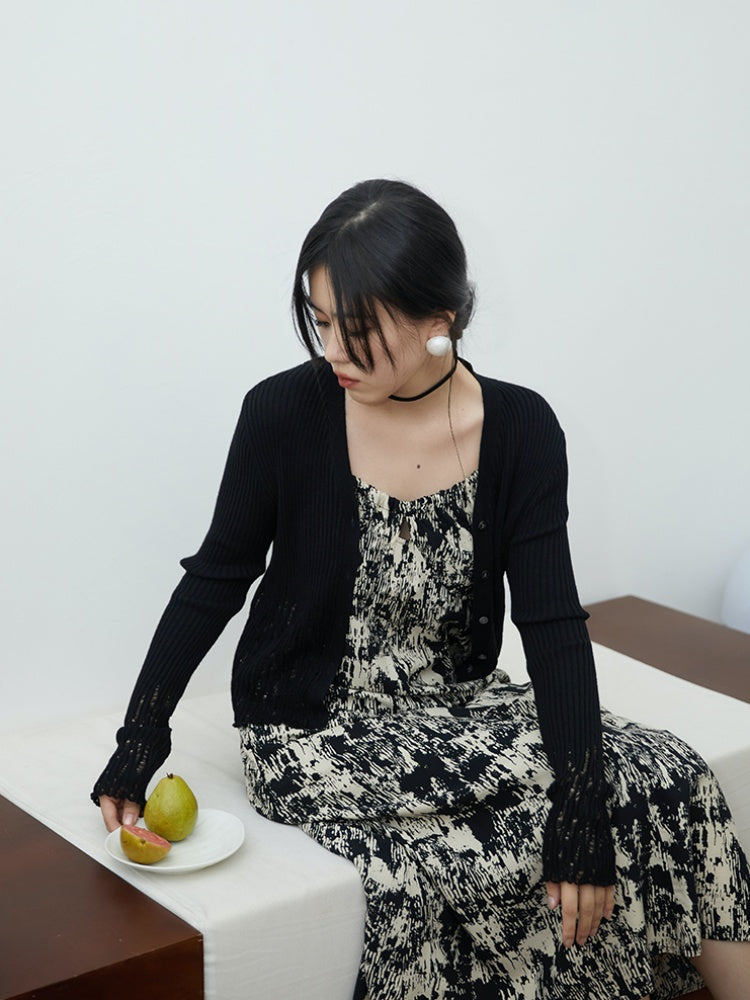 Halter Neck Ink Painting Dress【s0000001733】