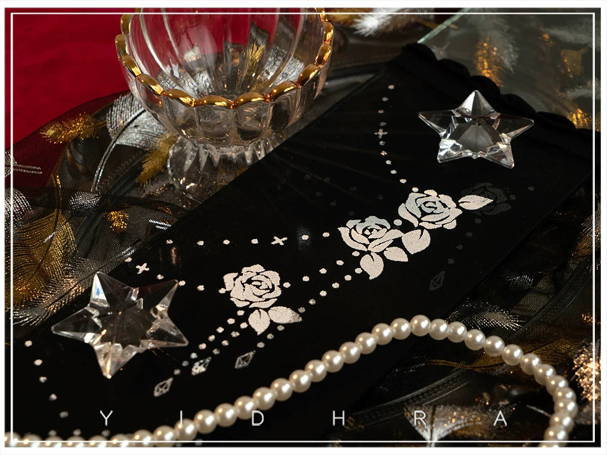 Yidhra - Nightingale and Rose - Gothic Lolita Socks Rose Lace Socks