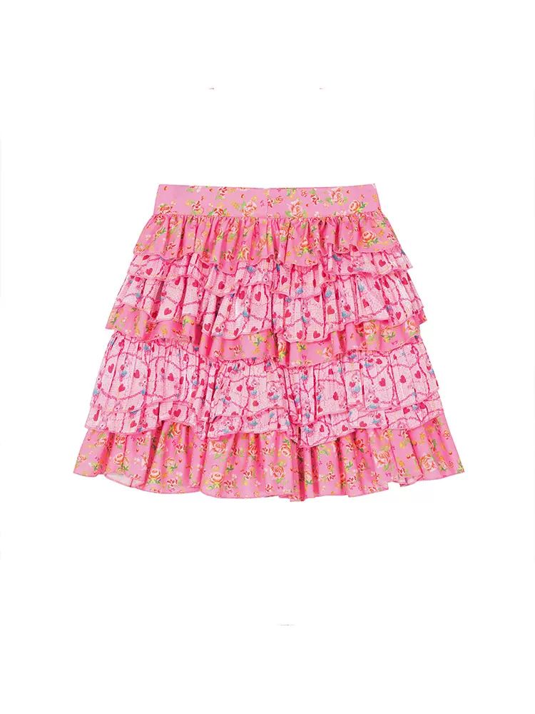 Flower layered short skirt【s0000008720】
