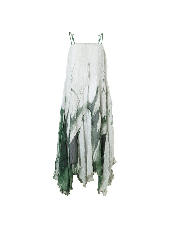 Tie-dye Gradient Loose Suspender Dress