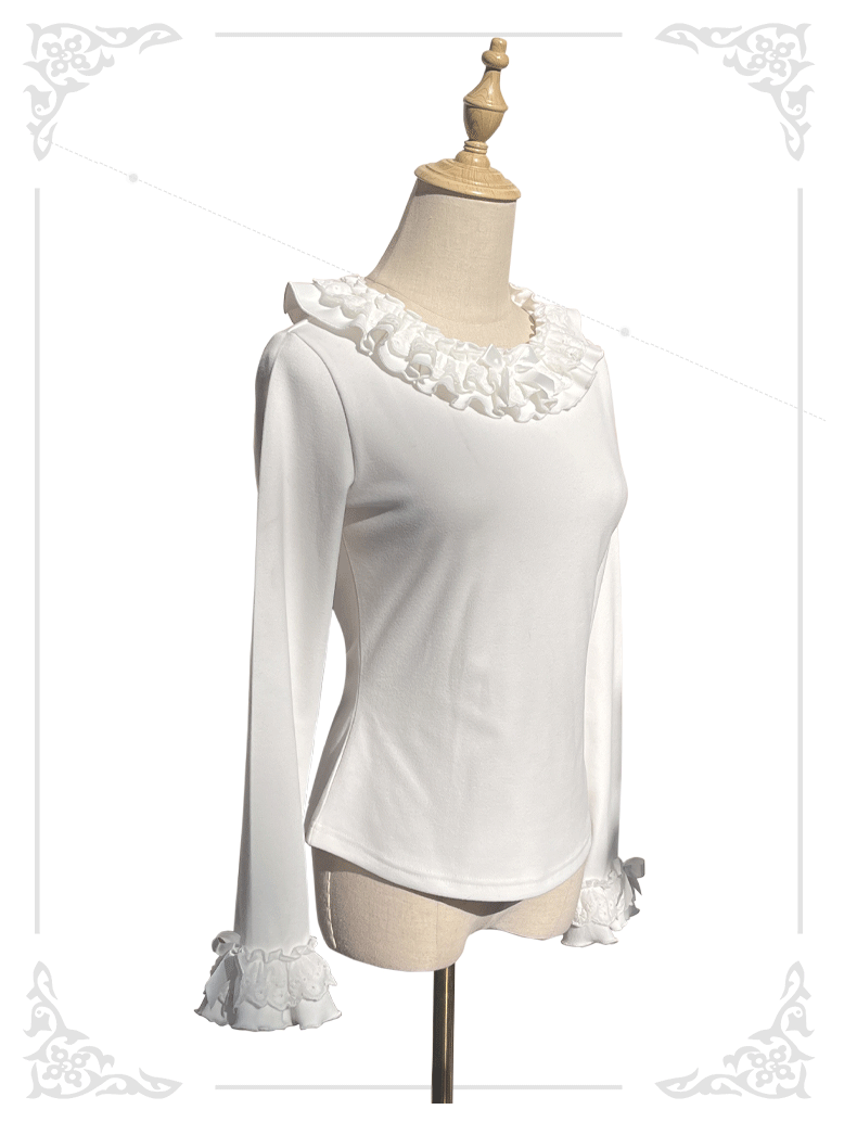 ZhiJinYuan - Heart Flutters - Winter Lolita Base Shirt Low-cut Neckline Lolita Innerwear