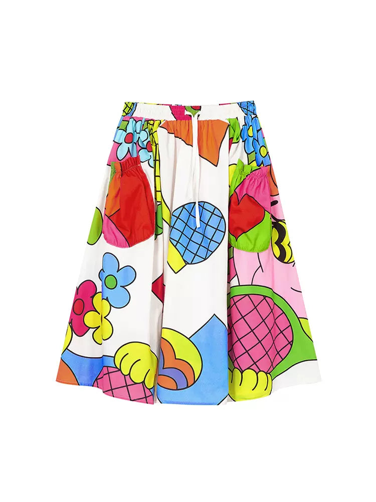 Big pocket print A-line skirt【s0000007772】