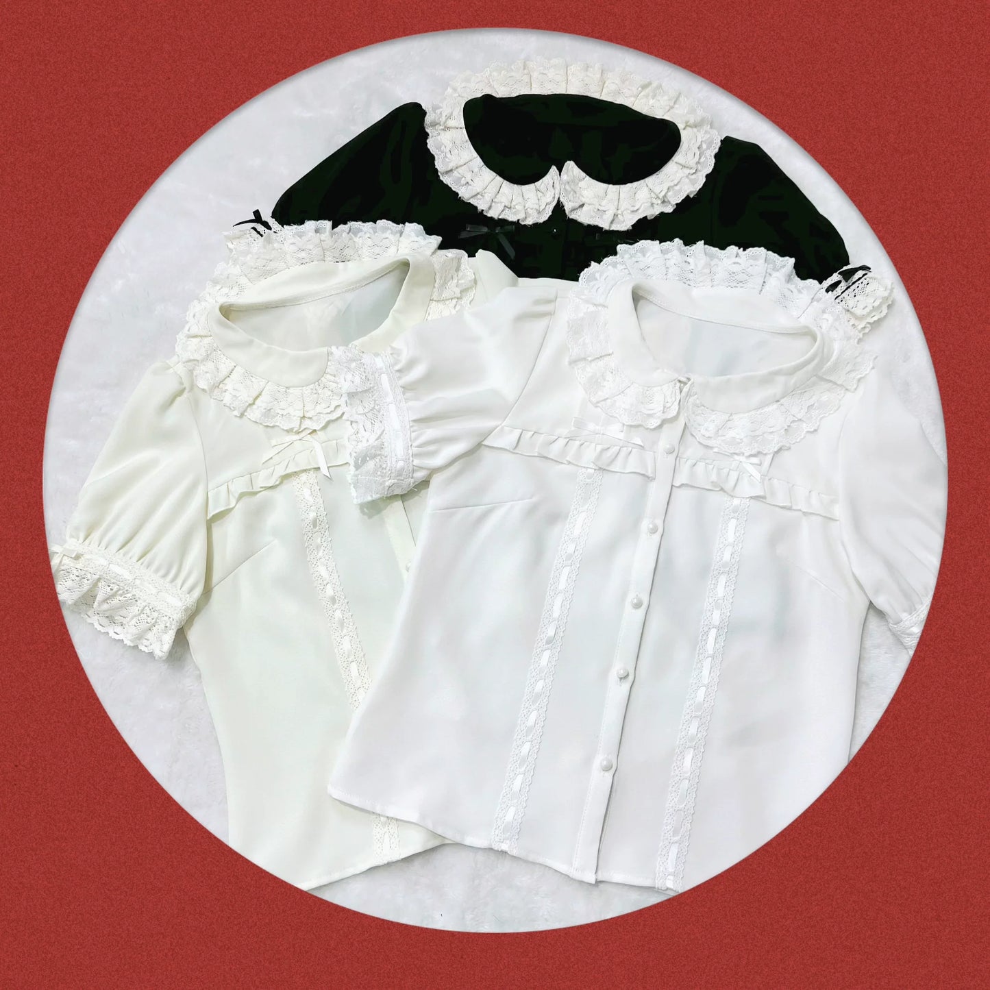 DMFS - Sweet Lolita Shirt Vintage Doll Collar Summer Top