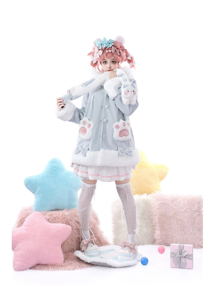 ZhiJinYuan - Calico Cat - Kawaii Lolita Plush Coat Lovely Warm Winter Coat