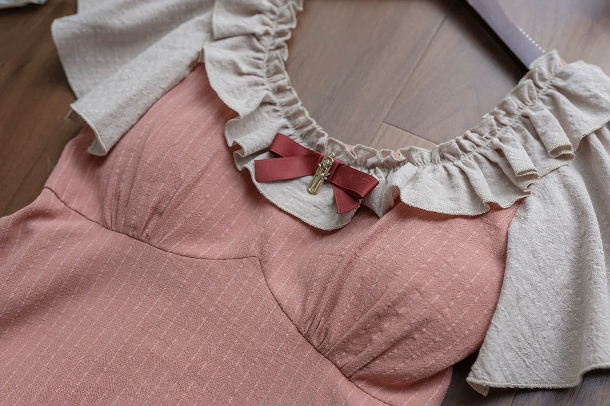 EESSILY - Cotton Plus Size Lolita OP Dress With Pockets & Detachable Bra Pads