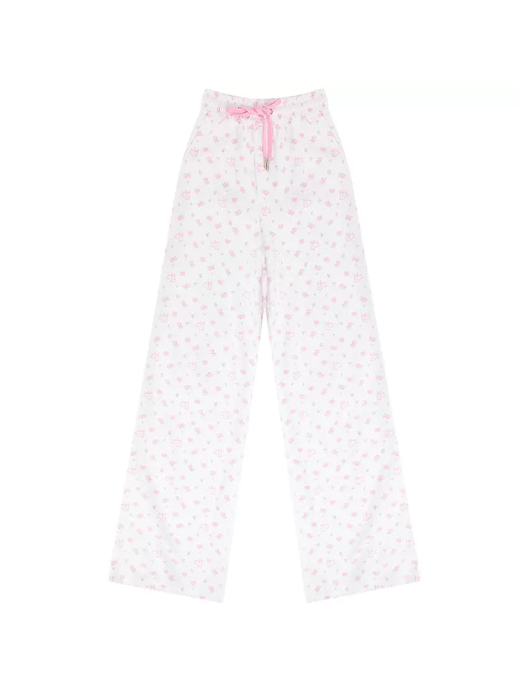 Rabbit floral pink casual pants【s0000007836】