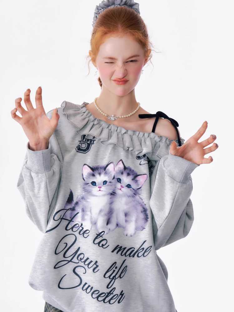 Cat print sweatshirt【s0000010166】