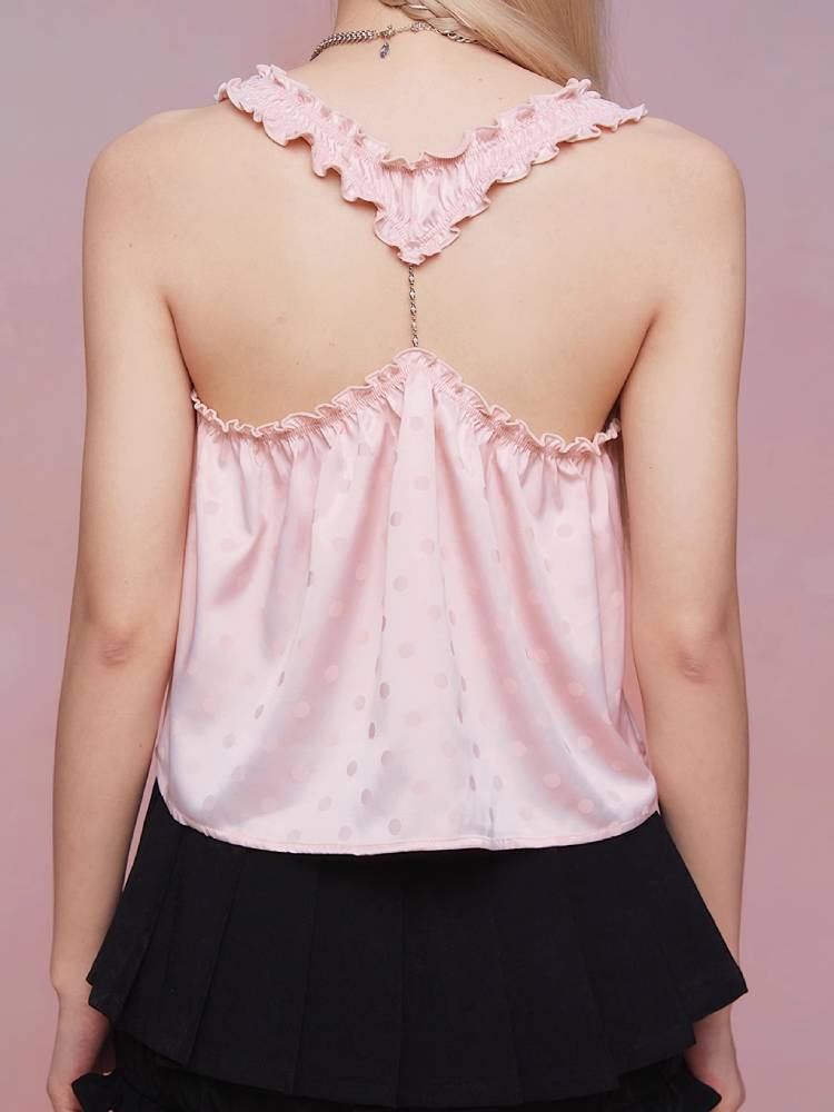 Polka dot strap top【s0000008934】