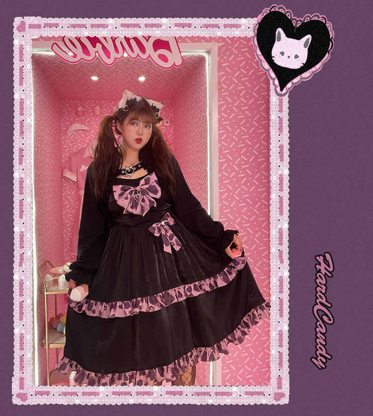 Yingtang - Plus Size Lolita Dress Leopard Hot Girl Sweet